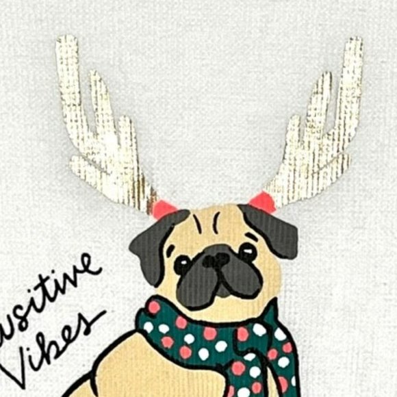 Old Navy "Pawsitive Vibes" Winter Pug Thermal Knit Graphic Top - Last one! - L - Picture 4 of 6